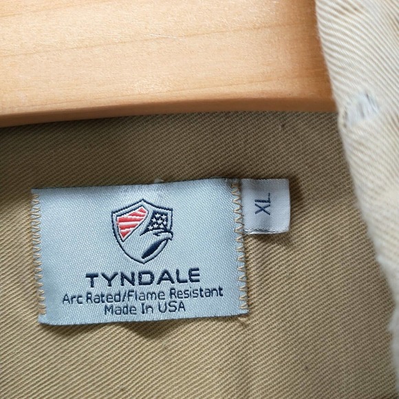 Tyndale Men's Flame Resistant Novinium Button Down Shirt Tan Size XL Long Sleeve - Picture 12 of 16